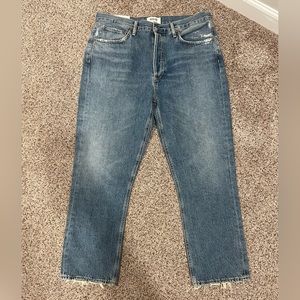 Agolde Riley High Rise NWT Button Fly Straight Crop Jeans in Frequency Size 30
